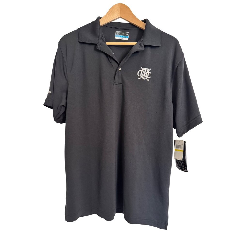 PGA Tour Airflux Size Medium Men’s Polo Golf Shirt Black NWT $50 Short Sleeve